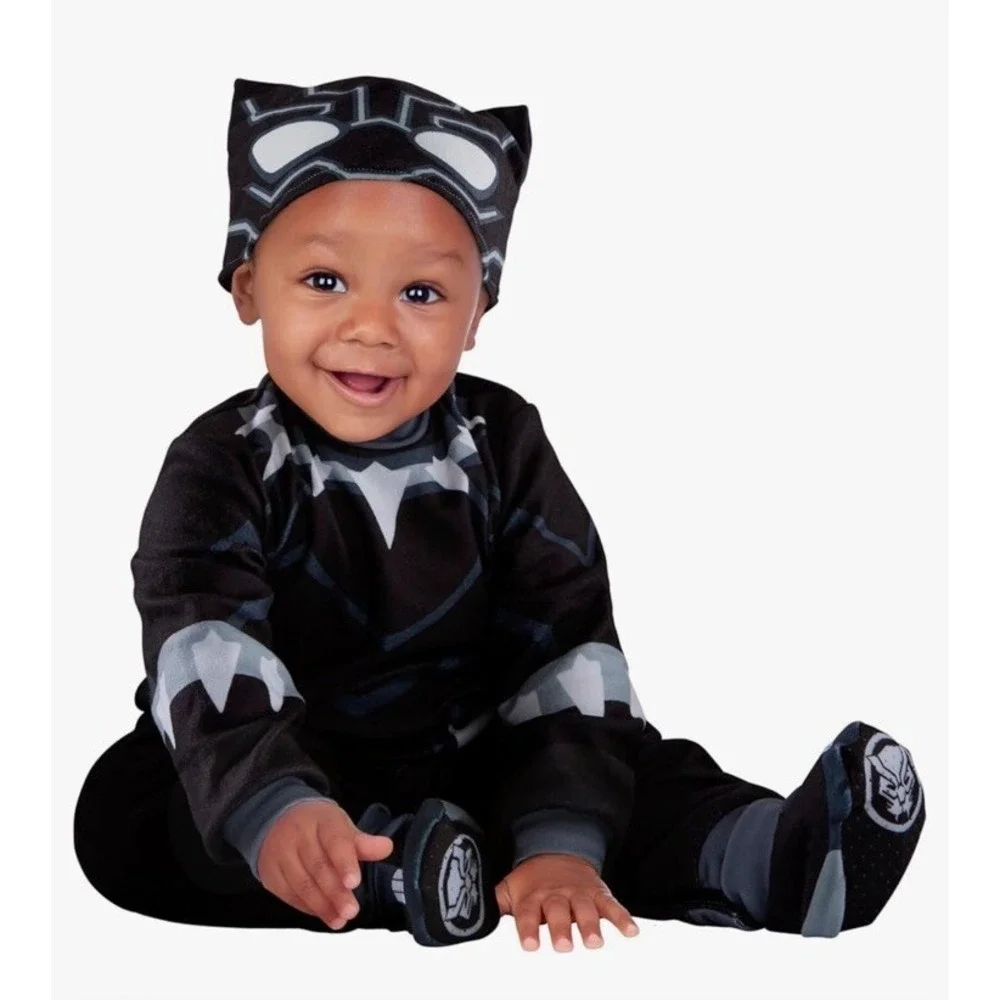 MARVEL Black Panther Avengers Jumper Cap Booties Costume Baby Infant 0-6m *NEW*